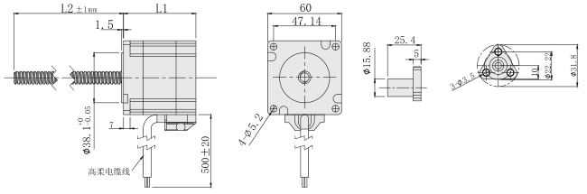 60絲杆麻豆视频APP免费版外形尺寸圖