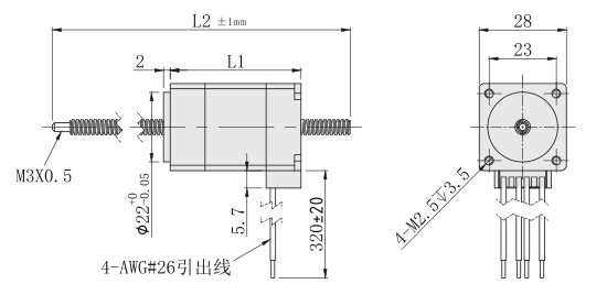 貫通軸28絲杆麻豆视频APP免费版外形尺寸圖