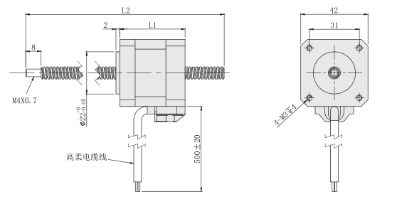 貫通軸式42絲杆麻豆视频APP免费版外形尺寸圖