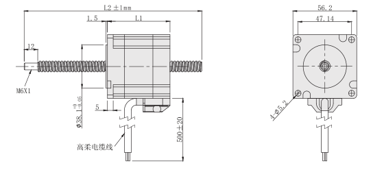 貫通軸57絲杆麻豆视频APP免费版外形尺寸圖