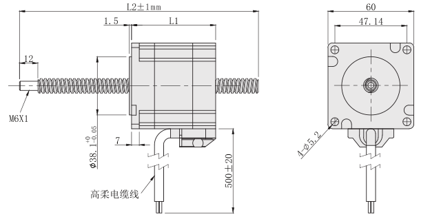 貫通軸60絲杆麻豆视频APP免费版外形尺寸圖