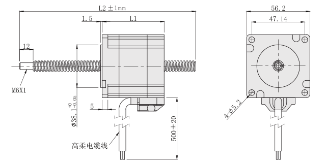 固定軸57絲杆麻豆视频APP免费版外形尺寸圖