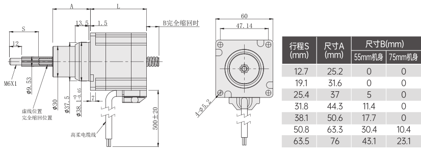 固定軸60絲杆麻豆视频APP免费版外形尺寸圖