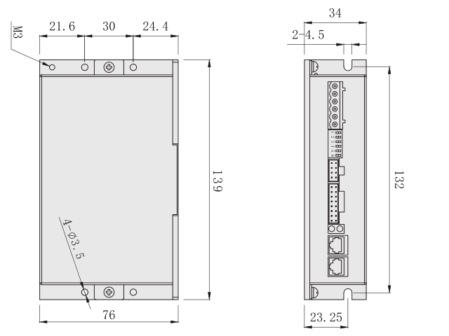 ES總線型麻豆传媒在线网站观看播放外形尺寸圖
